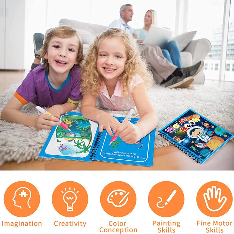 Libro infantil, juegos educativos, pinturas.