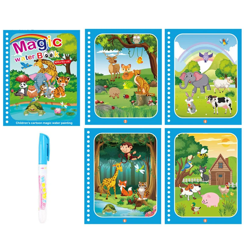 Libro infantil, juegos educativos, pinturas.