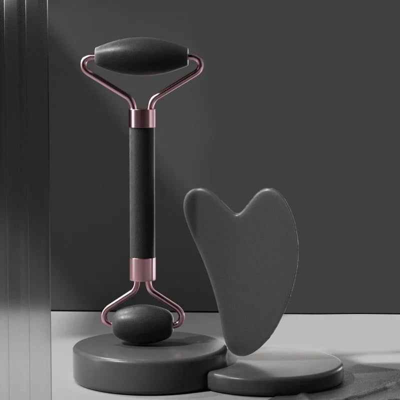 Rolo massageador facial, 2 peças, removedor de rugas