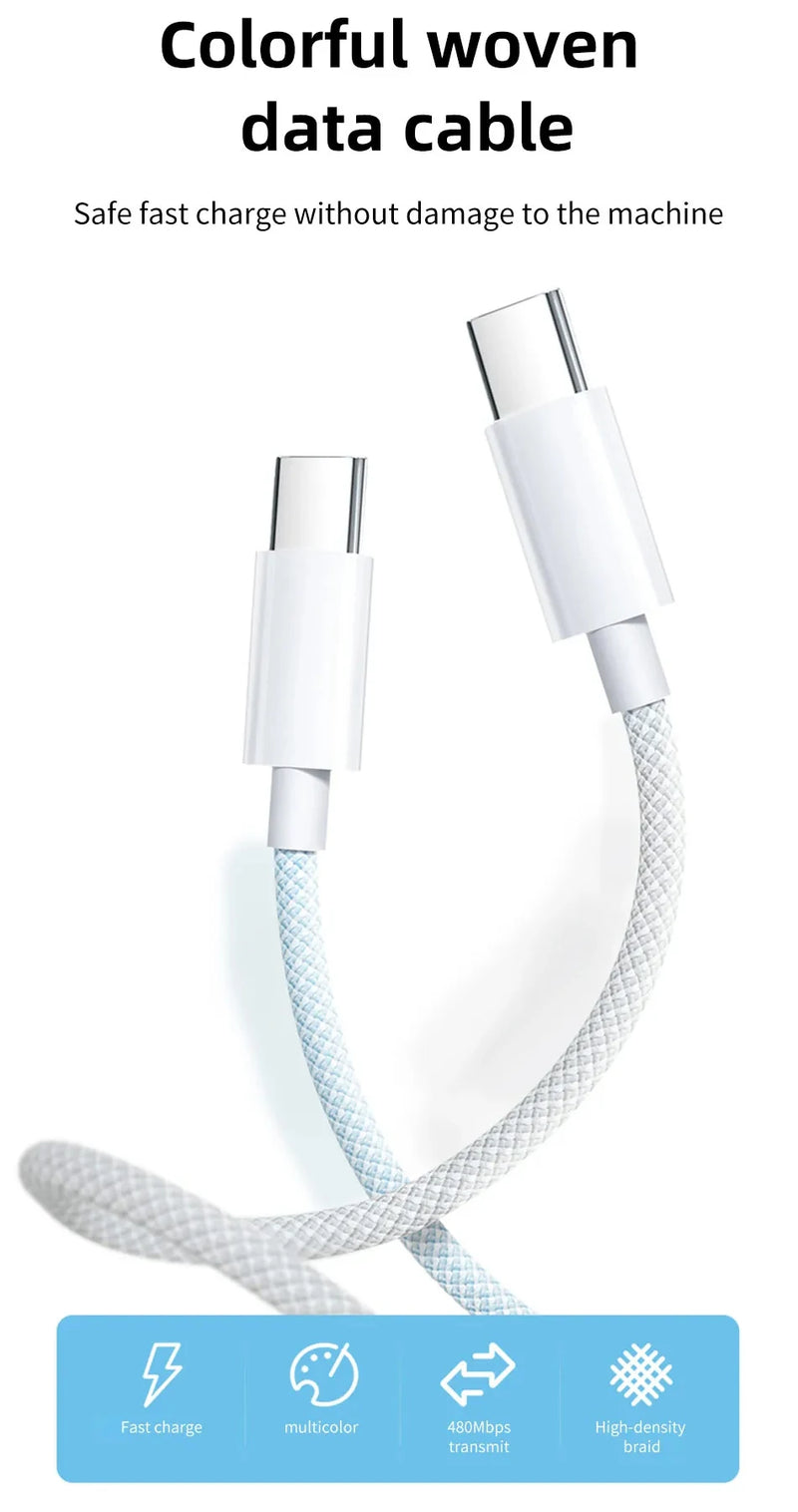 Cable USB C a tipo C de 60 W y 6 A para Samsung y Xiaomi, carga rápida, cargador de datos tipo C. 