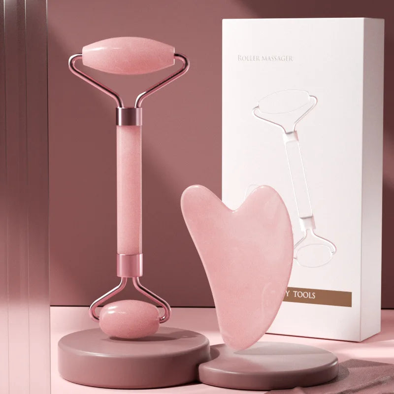 Rolo massageador facial, 2 peças, removedor de rugas