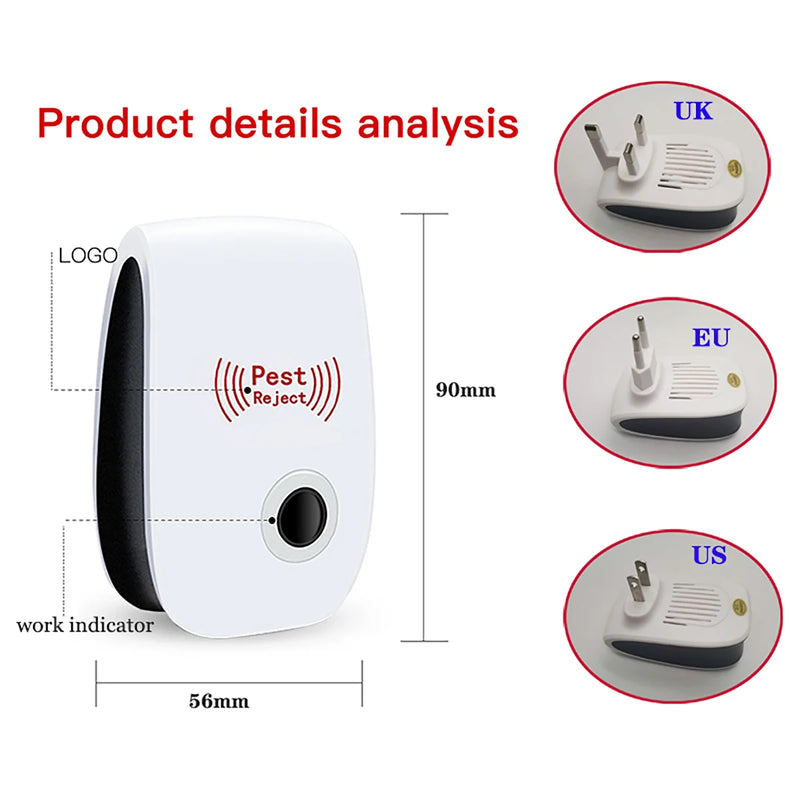 3/4/6 pacote repelente de mosquitos eletrônico ultrassônico mouse barata aranha repelente de mosquitos