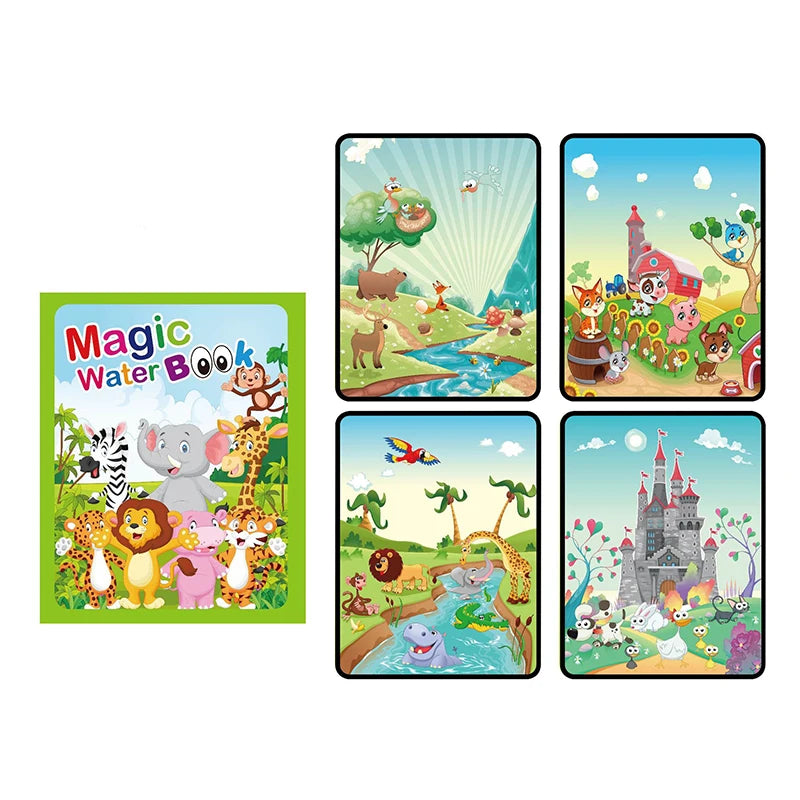 Libro infantil, juegos educativos, pinturas.