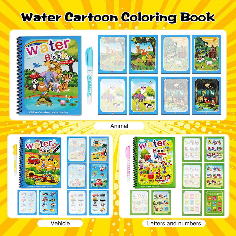 Libro infantil, juegos educativos, pinturas.